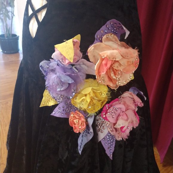 Black Floral Latin Rhythm Dress - Picture 4 of 4